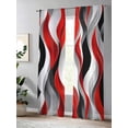 thumbnail image 4 of Sheer Curtains 84 Inches Long, Red Black Grey Light Filtering Window Curtains for Living Room/Bedroom, Moire Modern Artwork Abstract Rod Pocket Voile Sheer Curtain Drapes, 52"W x 84"L, 2 Panels, 4 of 8