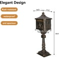thumbnail image 5 of Elleree Cast Aluminum Mailbox with Post Large Antique Bronze Aluminium Locking Pedestal Mailboxes, Fade Proof, 5 of 9