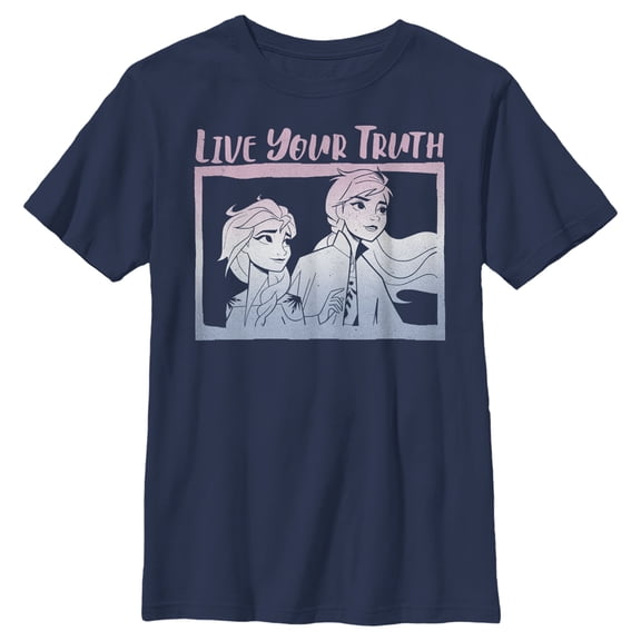 Boy's Frozen 2 Sister Live Truth  Graphic Tee Navy Blue X Small