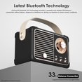 thumbnail image 3 of Retro Bluetooth Speaker, Vintage Decor, Small Wireless Stereo Speaker,Hands-Free Call,400mA Battery,TF Card,Aux Line, Water-Proof for iOS Android Smartphone Home Office Gift Ideas Black, 3 of 5