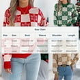 thumbnail image 4 of Felirenzacia Women’s Snowflake Checkered Sweater, Crew Neck Long Sleeve Knit Pullover, Fall Winter Christmas Clothes, 4 of 6