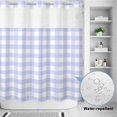 thumbnail image 3 of No Hook Shower Curtain, Purple Checked Shower Curtains for Bathroom with See Through Top Window, Farmhouse Buffalo Plaid Country Grid Waterproof & Washable Bath Curtain Standard 72"x72", 3 of 9