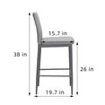 thumbnail image 6 of Topcobe 2 Pcs Fireproof Leather Diamond Grid Pattern Bar Chairs, Set of 2 Modern Bar Height Bar Stools with Back & Metal Legs, Dark Gray, 6 of 14