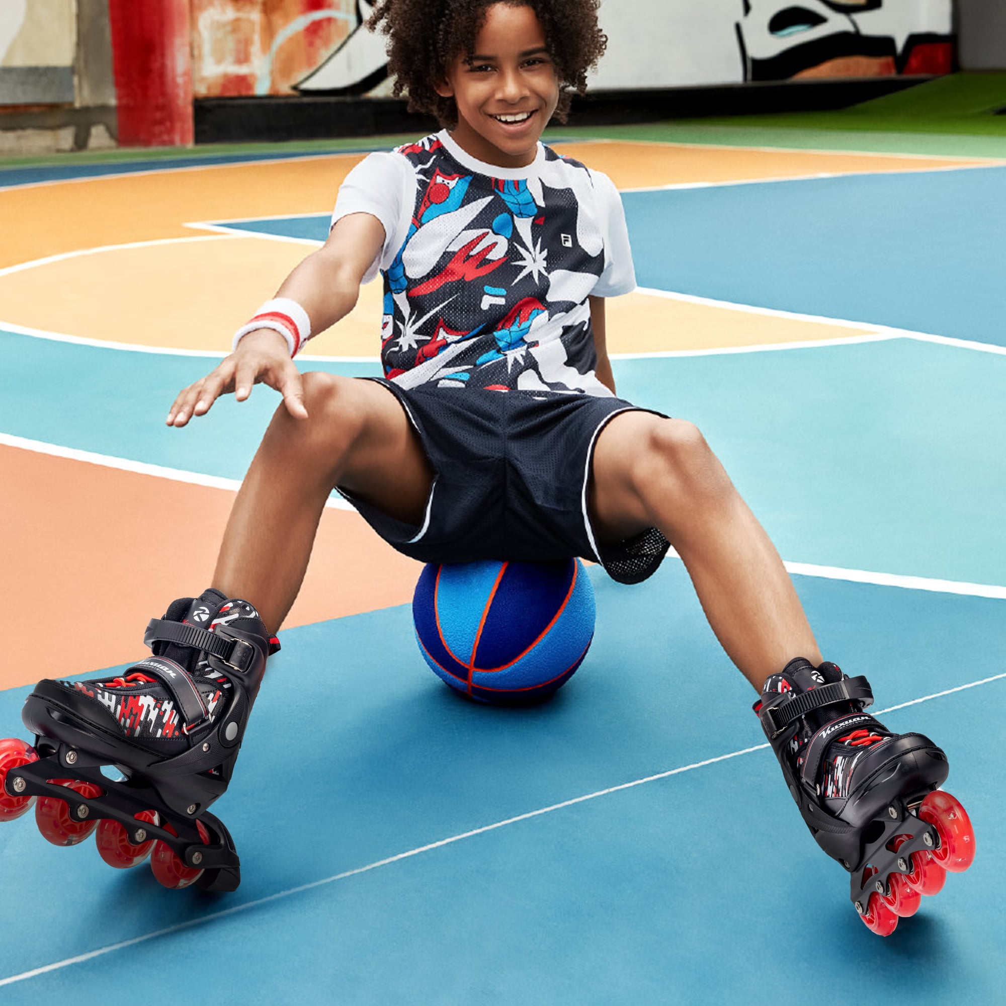 Adjustable Inline Skates for Kids Boys Girls Women Beginner Fun Illuminating Outdoor Skates