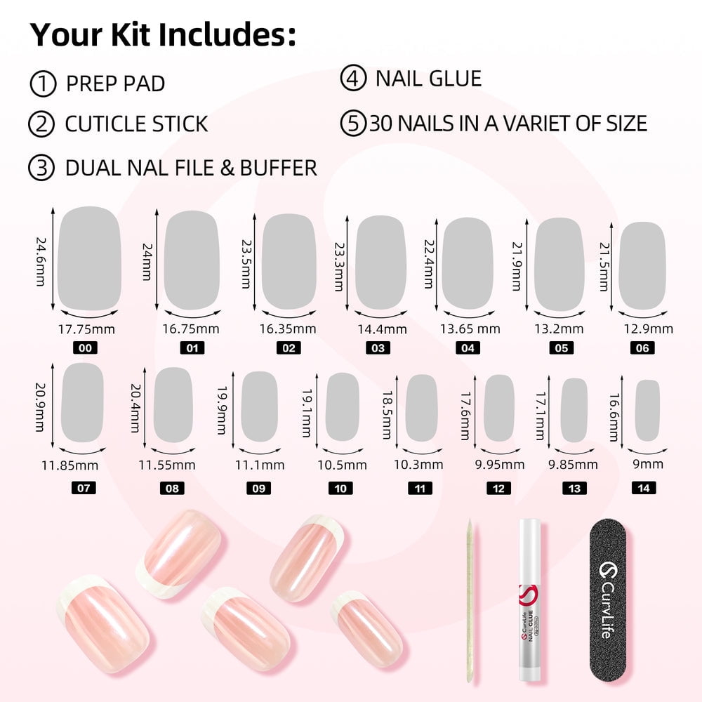 CurvLife Simple and Plain Press-On Nails - 30PCS Oval, Solid Color with Accent, Mirror Shine, Non-Toxic & Reusable