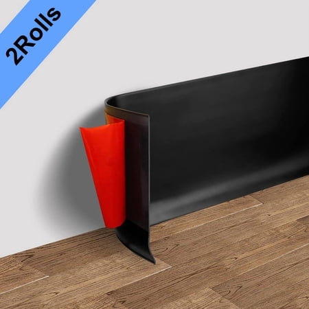 2 Rolls 6.6Ft Flexible Self-Adhesive Baseboard Molding Trim, 1.97 Inch Peel and Stick Vinyl Cove Wall Base, Waterproof Rubber Skirting Board for Home Wall Floor Edge Decoration