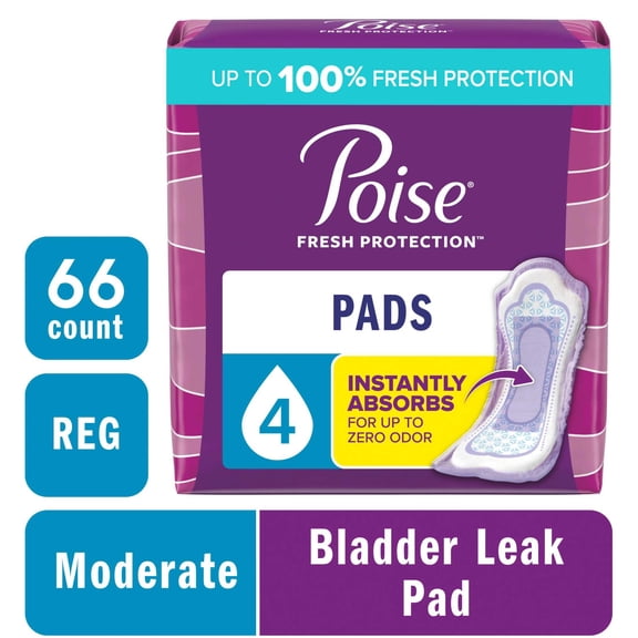 Poise Incontinence Pads for Women, Moderate Absorbency