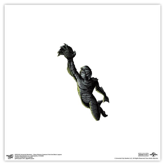 Gallery Pops Universal Monsters - Cesar Moreno Creature From the Black Lagoon Wall Art, Unframed Version, 12" x 12"