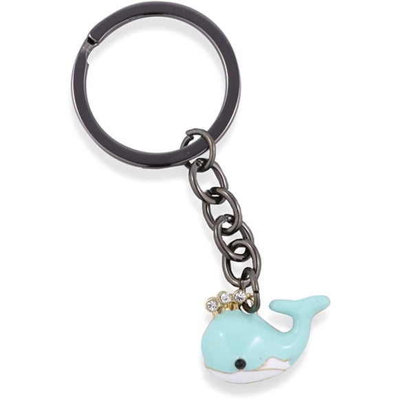 EPJ Whale with Three Rhinestones for Water Charm Keychain (Pink)