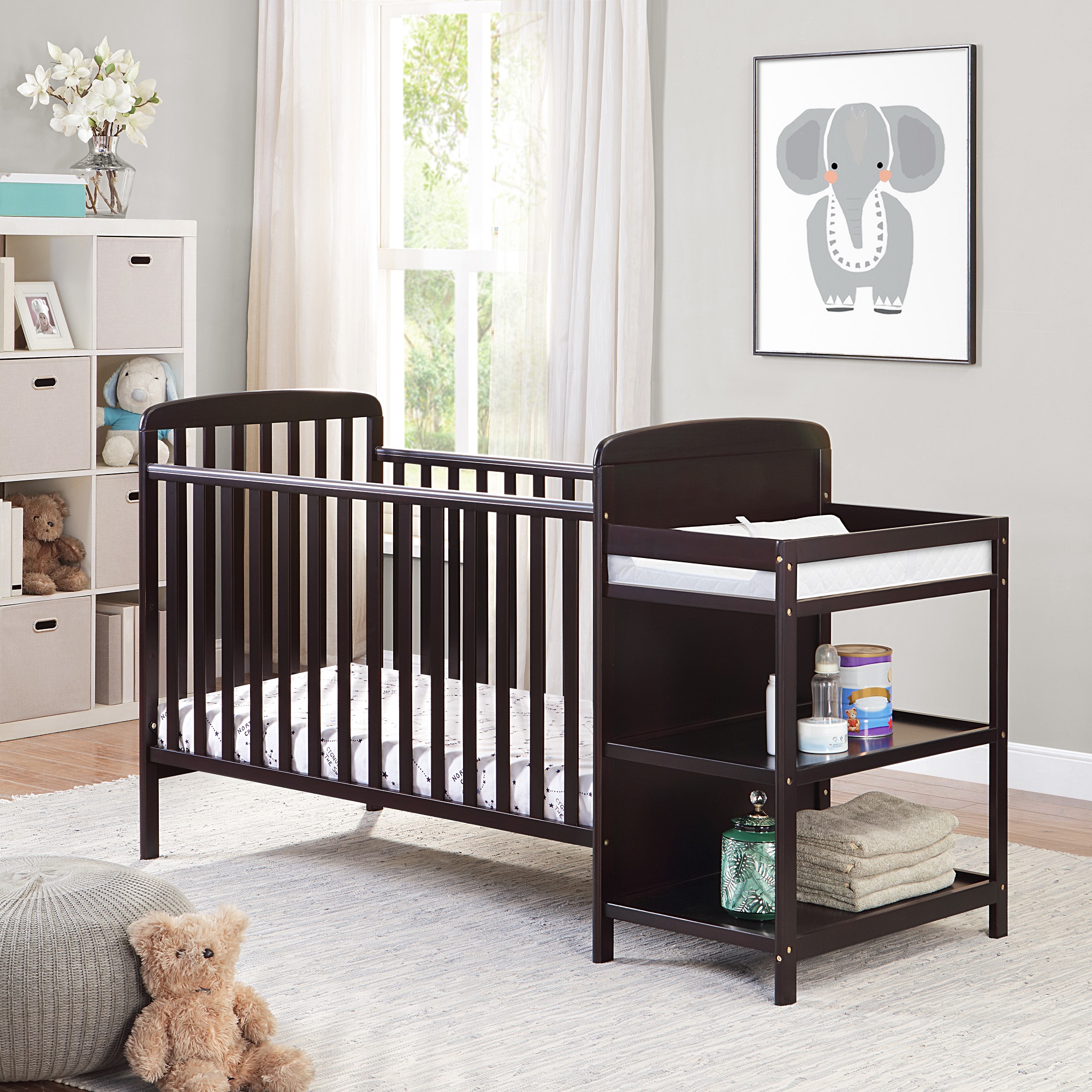 Suite Bebe Ramsey Crib and Changer Combo & Guardrail Bundled Espresso - image 3 of 10