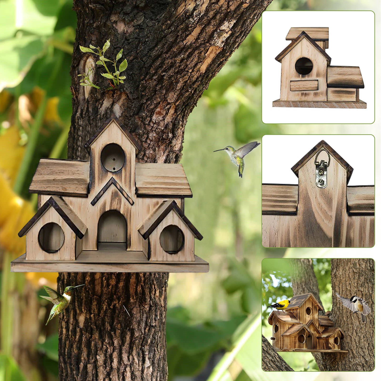 Bird House Bird House For Outside Hummingbird House With 6 Hole ...