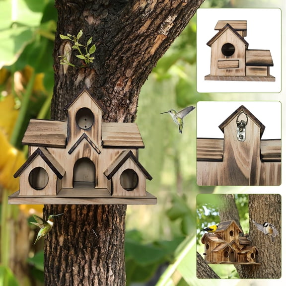 Clearance Sale- Bird House Bird House For Outside Hummingbird House With 6 Hole Bluebirds Finchs Hanging Big Birdhouse Nesting Box Birdhouse For Backyard/Courtyard/Patio Decor