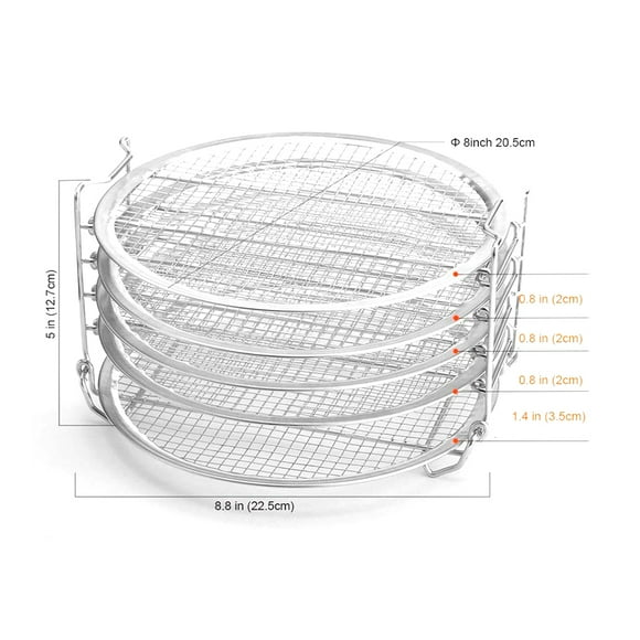 Accessoires pour Autocuiseurs à Grille de Déshydrateur Support de Friteuse à Air Chaud 5 Couches Remplacement de Grille de Déshydrateur en Acier Inoxydable pour Grille de Déshydrateur Ninja