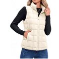 thumbnail image 2 of Women Stand Collar Quilted Puffer Vest Sleeveless Zip Front Side Pockets Casual Layering Gilet L, 2 of 4