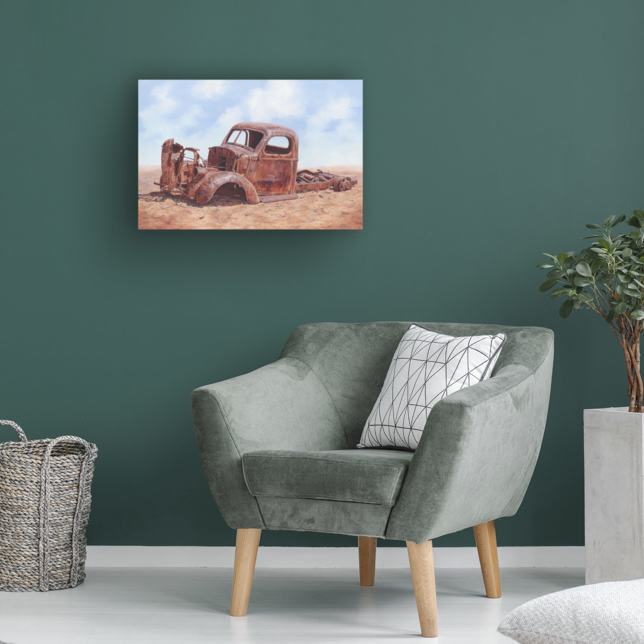 Canvas Wall Art - Delene Lambert 'Palla Fontuin Namibia Old Truck' Wall Art for Living Room, Bedroom, or Office Décor by Trademark Fine Art - 32 x 22 Inches