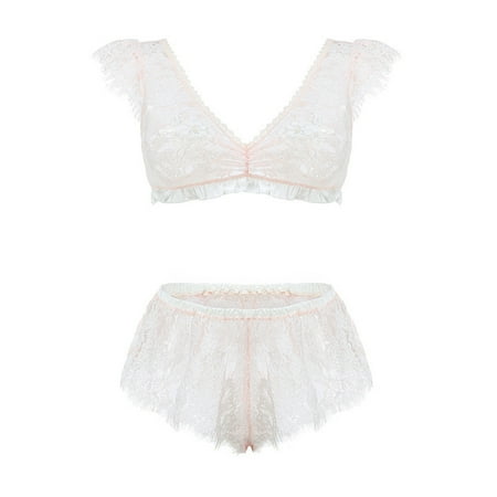 

XINSHIDE Underwear Flowers Sexy Outfit Shorts Brassiere Underwear Pajamas Lace Women Kawaii Lingerie