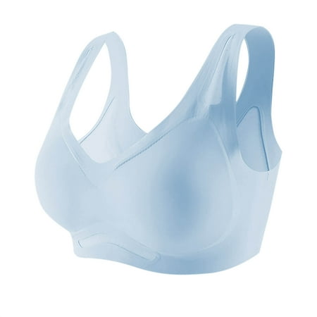 Fznquz No Underwire Womens Bras under $5 Plus Size Lift Full Coverage Push-Up Blue Bra