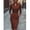 Rust-XXXL, variant on Rust V-Neck Long Sleeve Sheath Dress With Belted Waist
