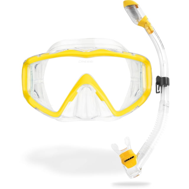 Kit de snorkel Cressi Pano 3 y máscara Supernova Dry amarilla