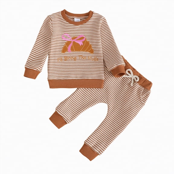 Baby Toddler Boys Fall Clothing Set Little Winter Stripe Long Sleeve Drawstring Pants 4T 5T 6T 7T Everyday Outfit 2 Piece