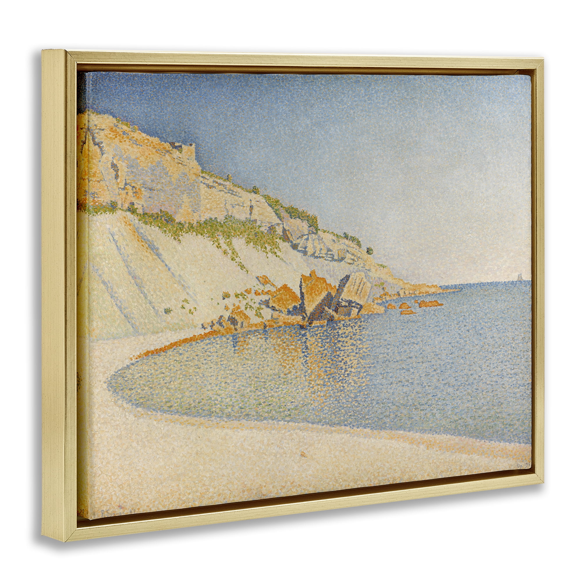 Stupell Industries Classical Paul Signac Painting Landscape & Nature Painting Gold Floater Framed Canvas Art Print Wall Art, 31 x 25