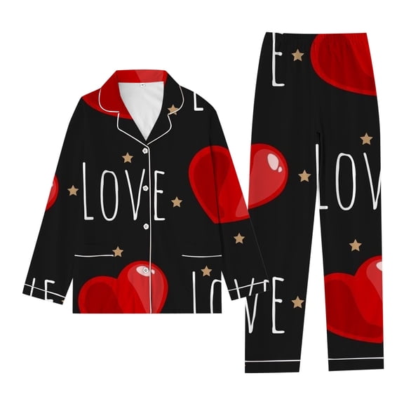 Kcolen Women Pajamas Sets Valentine Jammies Long Sleeve Pj Sets Cute Bow Heart Print Comfy Womens Plus Size Pajamas Womens Loungewear Set