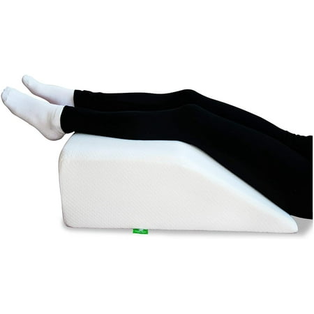 Post Surgery Elevating Leg Rest Pillow with Memory Foam Top - Best for Back, Hip and Knee Pain Relief, Foot and Ankle Injury and Recovery Wedge - Breathable and Washable Cover (8 Inch Elevator, White)