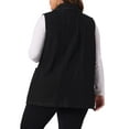 thumbnail image 4 of DARING DIVA Women's Plus Size Denim Sleeveless Lapel Vest Relax Notched Jacket 2X Black, 4 of 6