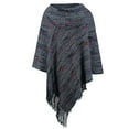 thumbnail image 4 of Elainilye Fashion Women's Poncho Sweater Casual Warm Tassel Cape Knitted Shawl Striped Scarf Pullover Tops Gifts for Women,Black, 4 of 5