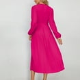 thumbnail image 4 of IROINNID Maxi Dress for Women Fall and Winter New Slim Temperament Dress V-neck Bubble Sleeve Pleated Skirt Discount,Hot Pink, 4 of 4