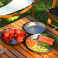 thumbnail image 2 of 1pc Ultralight Pure Titanium Plate Outdoor Camping Cooking Supplies Dishes Tableware Picnic Plates Cutlery Stackable Storage 500ml, 2 of 9