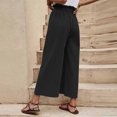thumbnail image 5 of UHUYA Women Wide Leg Pants Linen Pants Fashion Women Solid Buttons Cotton And Linen Casual Loose Trouser Wide Leg Pants Lightweight Summer Pants Black M US:6, 5 of 5