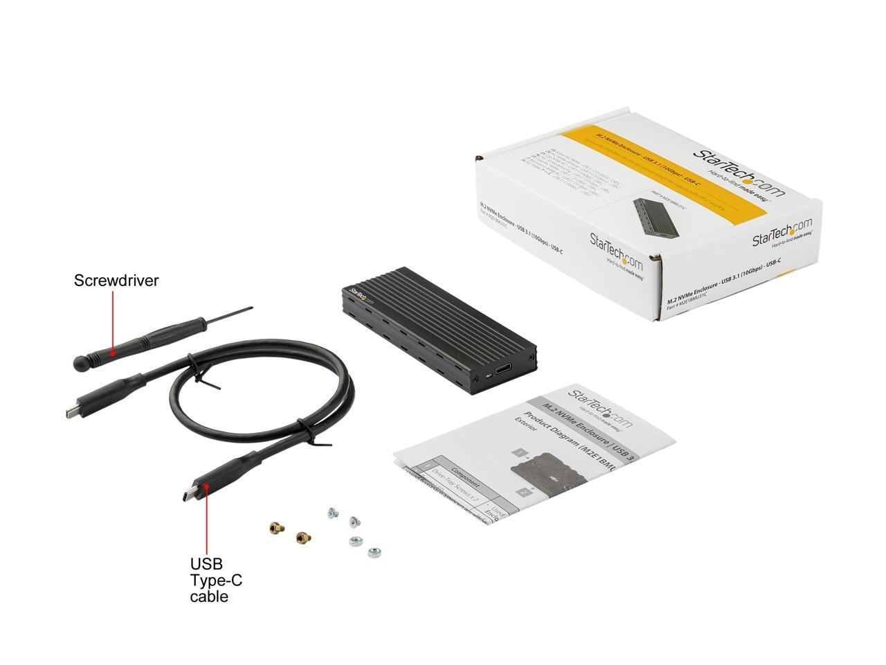 StarTech.com M2E1BMU31C M.2 NVMe SSD Enclosure for PCIe SSDs - USB 3.1 Gen 2 Type-C