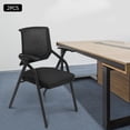 thumbnail image 2 of Folding Office Reception Guest Chair Set of 2, Mesh Net Reception Chair for Waiting Conference Room Blak, 2 of 11