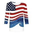 thumbnail image 5 of Clean Summer Womens 4Th of July Summer Tops Independence Day T-Shirt Crew Neck 3/4 Sleeve Tee Blouses Plus Size T Shirts American Flag Graphic Tunic Tops Going Out Vacation Tee Shirts, 5 of 5