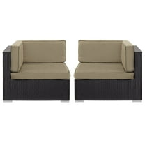 Modway Gather Outdoor Patio Corner Sectional Set of 2 in Espresso Mocha by Modway
