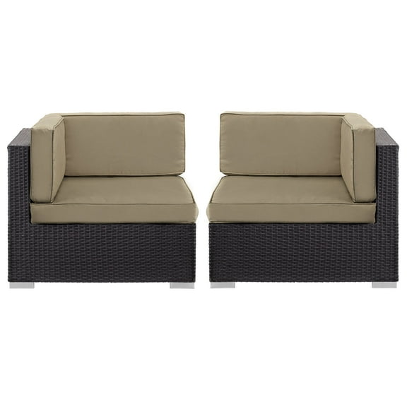 Modway Gather Outdoor Patio Corner Sectional Set of 2 in Espresso Mocha by Modway