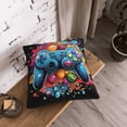 thumbnail image 3 of DouZhe Velvet Decorative Throw Pillow Covers Set of 2, Soft Square Cushion Cover with Invisible Zipper Cartoon Funny Game Controller Printing, 18"x18", 3 of 7