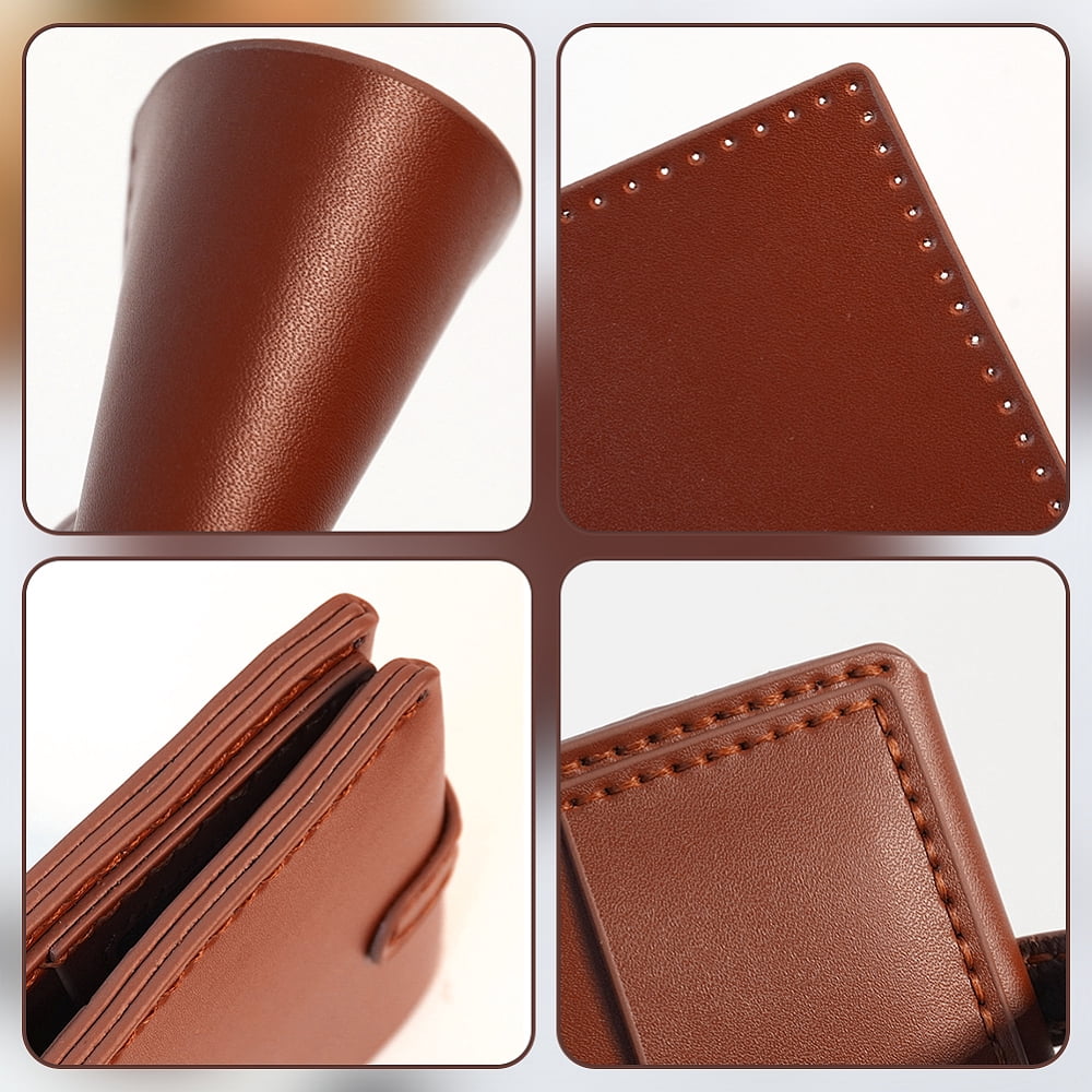 DIY Leather Men's Wallet Making Kits including Fabrics Thread Needle Scissor Clip Saddle Brown 2.1-38.5x0.15-11x0.2-1.6cm