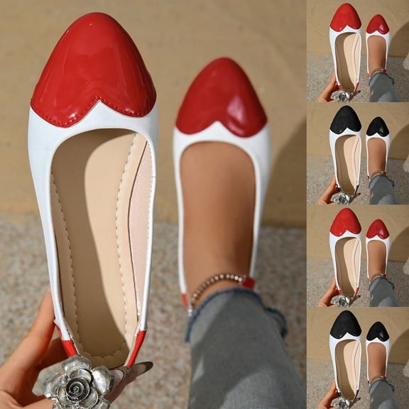 Vibrex Women's Fashion Casual Spring And Summer Style Print Flat Heel Pointed Toe Flat Shoes Shallow Mouth Shoes Women's Sandals Perfect For Travel,Daily,Vacations,Part,Dates,Work_Red_5.5