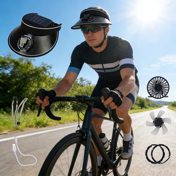 Solar Powered Cooling Hat with USB Charging, 3-Speed Adjustable Fan for Outdoor Activities Like Hiking, Fishing, and Camping