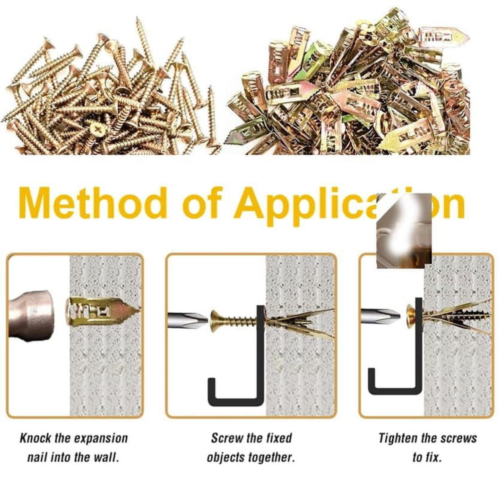 150 Set Self Drilling Drywall Anchors, Zinc Plated Steel Self-Drilling Anchors, Drywall Self-Drilling Anchors with Screws Kit, Self-Drilling Anchors Screws, for Tv, Shelf Straps, Bike, Cabinets