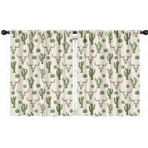Blackout Kids Curtains,Beige Buffalo Skull Cactus Succulent Pattern Childrens Insulated Curtains Set Of 2,Bedroom Essentials,Toddler Room Decor 42"x54"