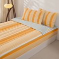 thumbnail image 2 of Castle Fairy Geometric Thin Vertical Stripe Zipper Queen Comforter Set with Fitted Sheet and 2 Pillowcases,Vintage Wide Band Zipper Bedding Set,Orange White,Reversible, 2 of 7