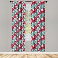 thumbnail image 4 of Ambesonne Floral Window Curtains, Spring Nature Retro Sixties, Each 28" W x 84" L, Dark Coral Blue, 4 of 4