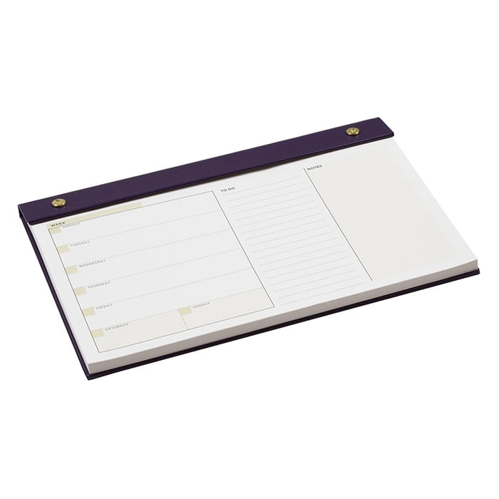 Leather Undated Weekly Pad Planner by Gallery Leather - 11' x 7', 63 Perforated Pages, Gold Chicago Screw Posts, Camden Violet