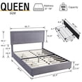 thumbnail image 4 of VECELO Queen Bed Frame with 4 Storage Drawers (Wheeled) and Tufted Upholstered Adjustable Headboard Platform Bed, Dark Gray, 4 of 9