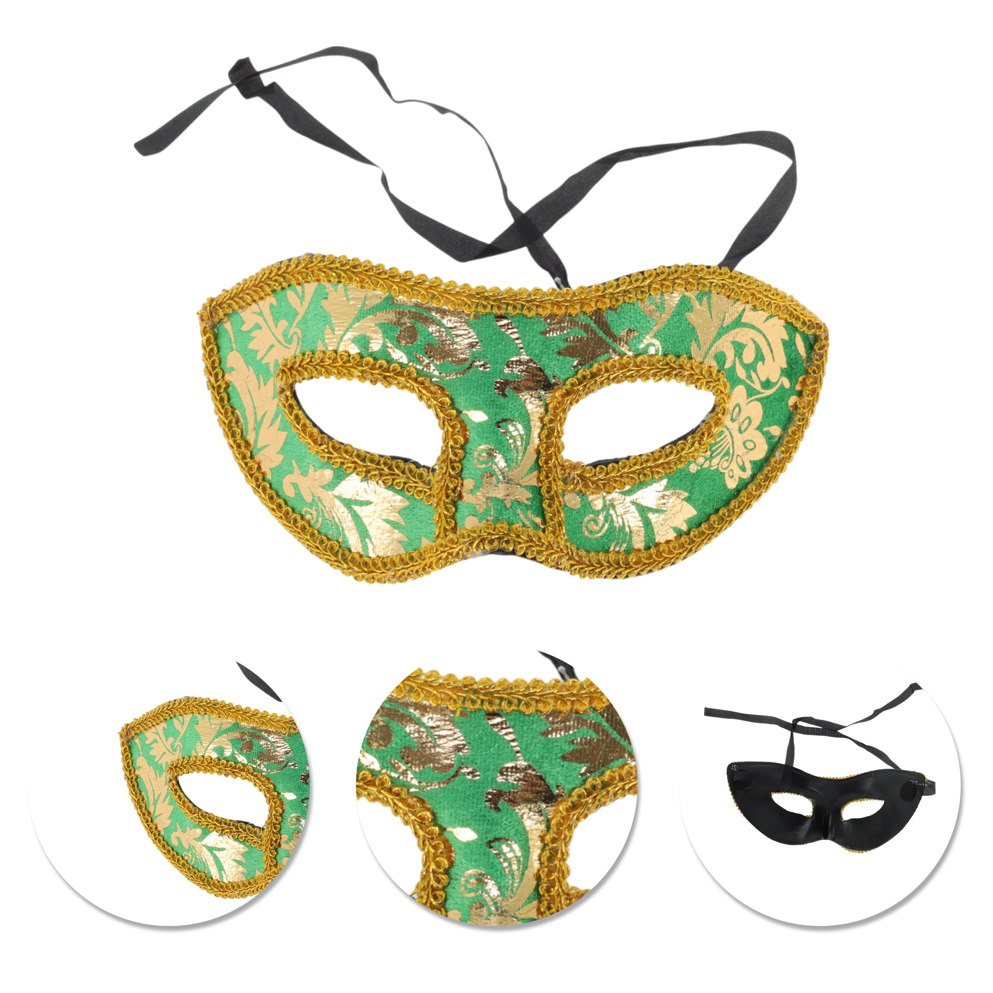 Unique Bargains 1 Pack Jazz Cloth-Wrapped Flat Head Half Face Party Mask Green