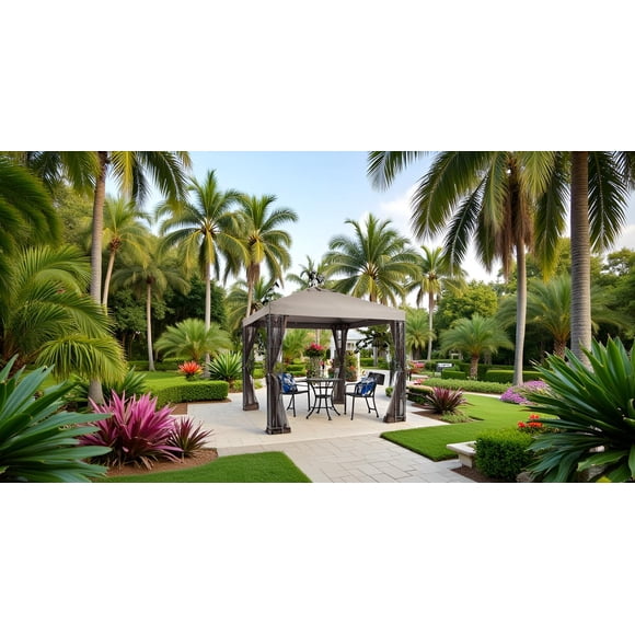 APEX GARDEN Rococo II 8' x 8' Gazebo with Mosquito Net