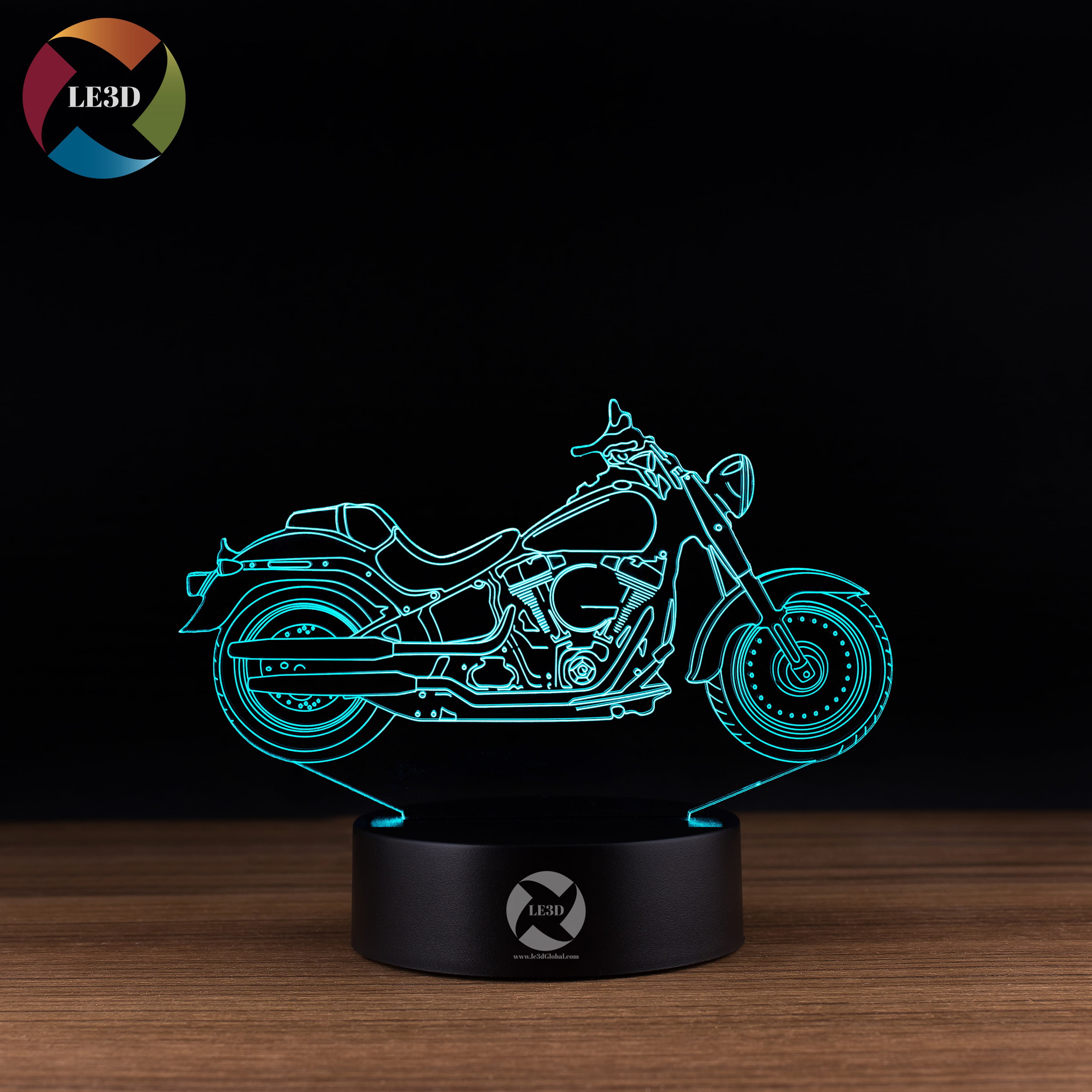 Harley 3D Illusion Night Light 7 Color Change Touch Acrylic USB LED Table Lamp 